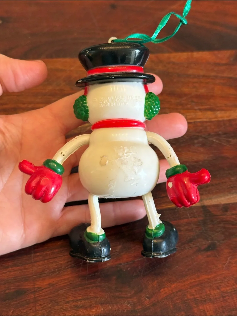 Vintage Easter Unlimited Plastic Snowman Ornament Bendable Frosty Christmas